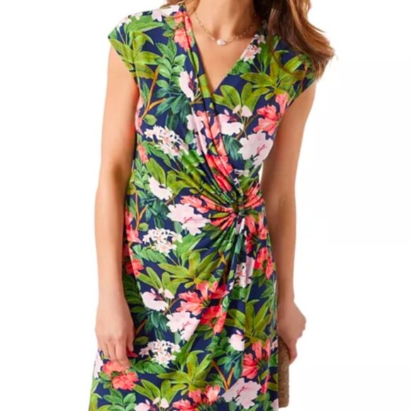 EUC Tommy Bahama Clara Floral Print Faux Wrap Dress in Women's Small - Picture 1 of 10